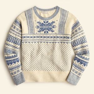 COPY - Fair Isle snowflake crewneck sweater- wool blend